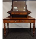 19th century dressing table, adjustable mirror above two drawers leading to a rectangular surface