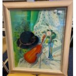 Acrylic on board, still life titled 'The Black Hat Polka', a wedding gift from the artist [Norah