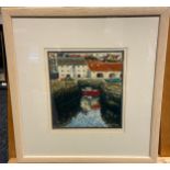 Pastel on card, depicting a Scottish harbour, [Cath Read], [Frame-42x40cm]