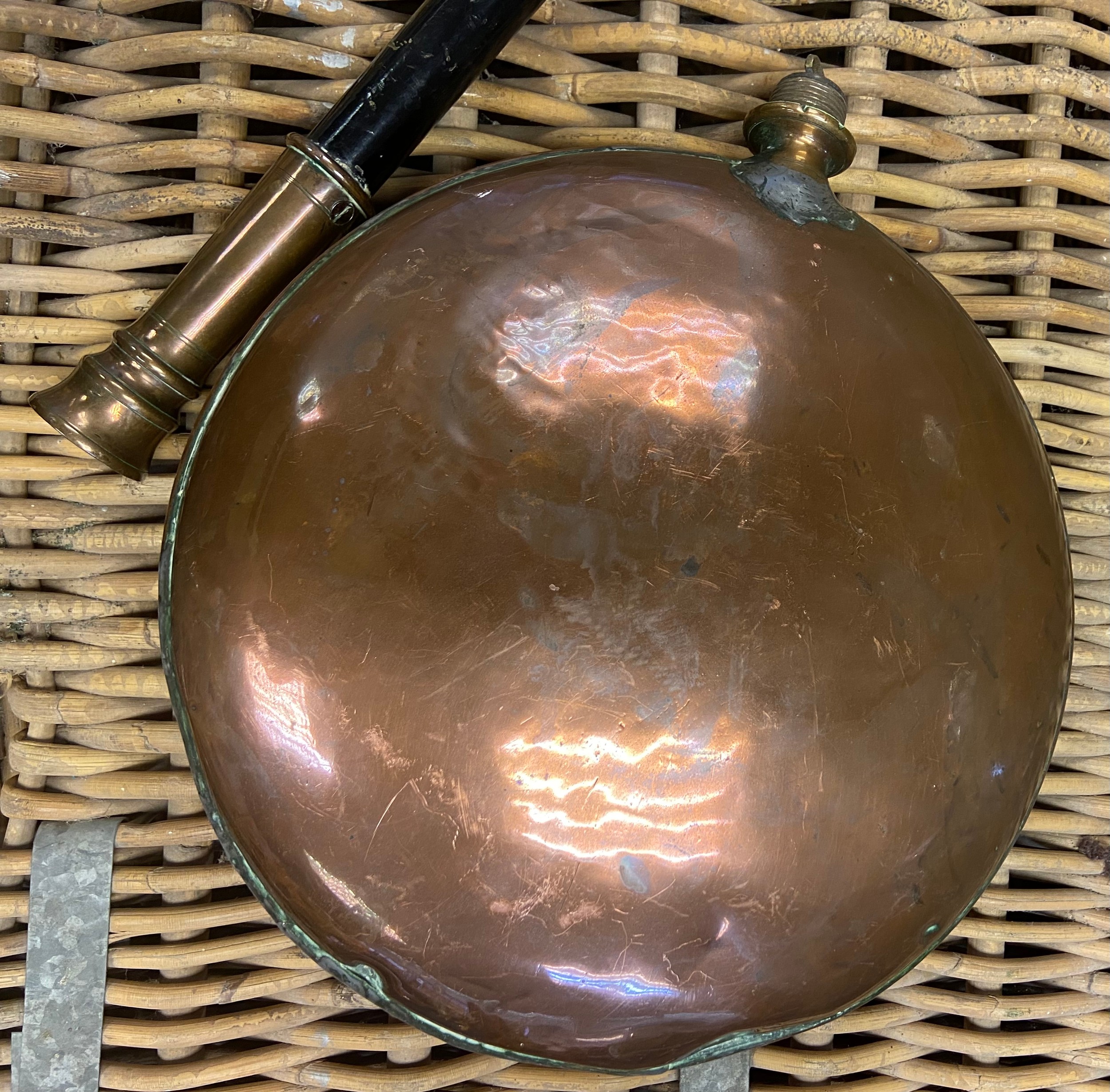 A 19th century copper bed warmer. - Image 4 of 4