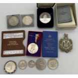 A Lot of vintage coins and military cap badge- Kings Own Scottish Border, solid silver jubilee boxed