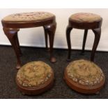 A collection of four tapestry stools [highest 45cm]