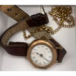 A Vintage 9ct gold cased watch [non runner] together with a 9ct scrap gold necklace [3.99grams]