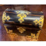 Victorian dome-lid tea caddy, with decorative brass embellishments