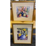 Watercolour, still life depicting flowers in vase, [Frame-57x48] together with a still life