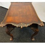 19th century low table, rectangular top with a moulded edge, raised on cabriole legs and pad feet [