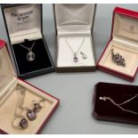 A Selection of Silver and stone jewellery to include Purple and silver ring, pendant and matching