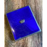 A Birmingham silver and blue enamel cigarette case. [170.17Grams] [9x8.5cm]