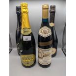 Four bottles of Champagne/Brut/Wine; Fritzhubinger, Cava, Moutard Pere Et Fils & Riesling-Winzer