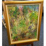 Acrylic on canvas, titled 'Living Garden, [Jessie Bruce] [Frame-90x69cm]