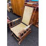 19th century American rocking chair with turned wooden frame [108cm]