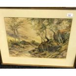 An 18th century watercolour depicting woodland and river scene, Signed J. Morris 84. [50x66cm]