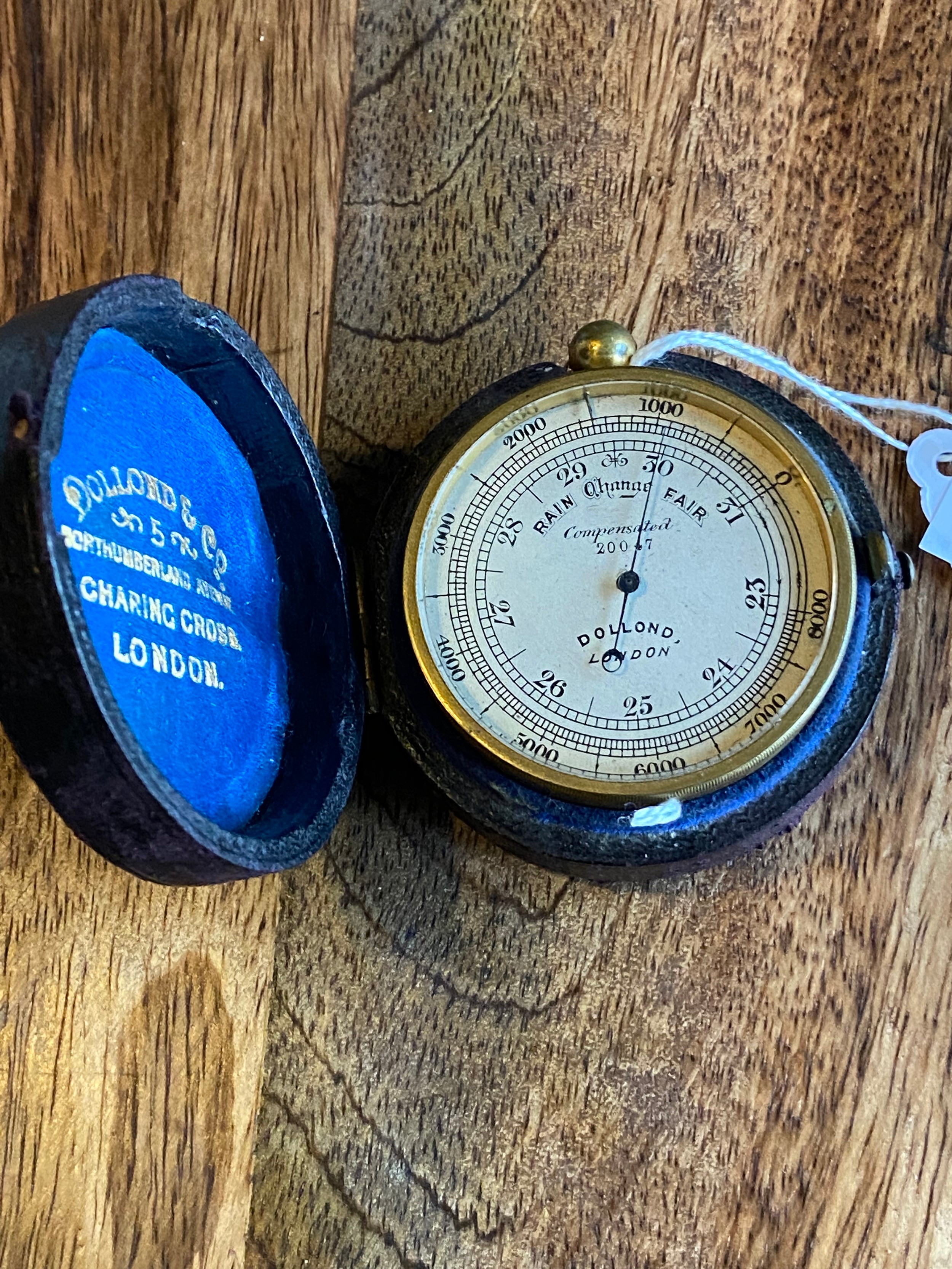 A 19th century pocket Barometer by Dollond London. Comes with protective leather case.