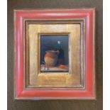 A Miniature still life painting signed by the artist. [Frame measures 20x18cm]