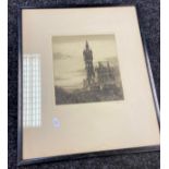 Original Etching by A. P. Thomson depicting Glasgow University. [46x39cm- frame]