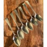 A Set of 6 Georgian Scottish silver tea spoons. Produced by Zeigler. [Total weight 85grams]