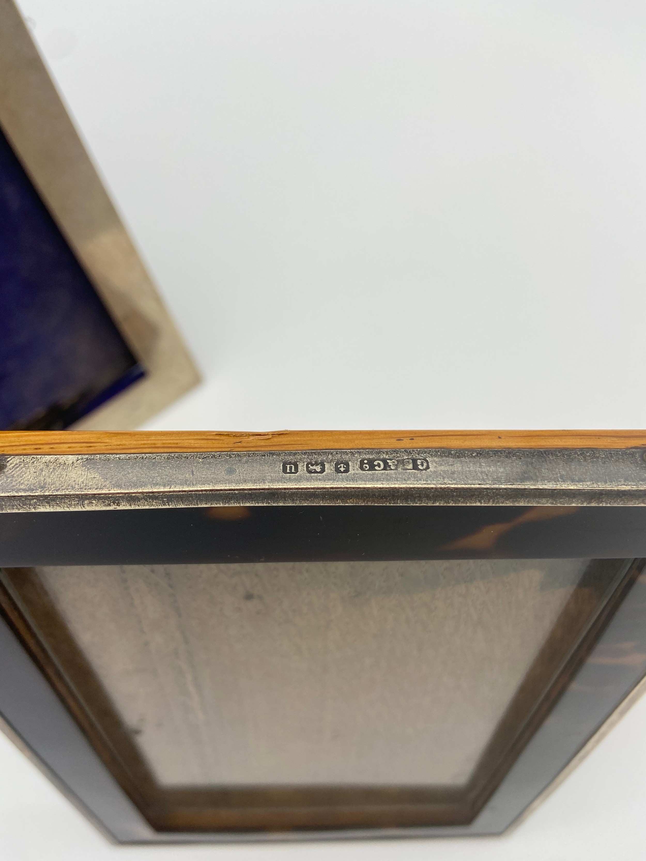 A Large Chester silver photo frame [as found] together with a smaller Birmingham silver and tortoise - Image 6 of 6