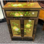 A Chinese lacquered and hand painted unit, [92x61x30.5cm]