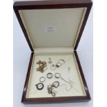 A Selection of 9ct gold scrap and various silver jewellery . Includes gold anchor pendant and 9ct