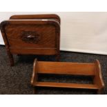 An oak magazine rack [44cm], together with an art deco book shelf