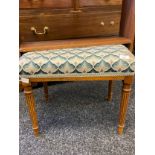 Antique dressing table stool together with a vintage wall shelf.
