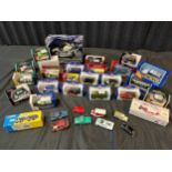 A Collection of boxed car/ van models, includes corgi bus and truck model. Together with various