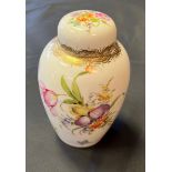 Antique hand painted floral design Dresden Vase and cover.