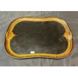 A 19th century large tole ware hand painted metal serving tray. Designed with a highly detailed gilt