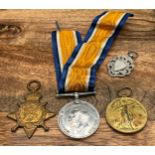 A Trio of WWI Medals belonging to 1208 L.CPL. W.BRODIE. 2/ A.&S. HIGHRS. Together with a silver