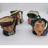 A collection of four large toby jugs; 'The Fortune Teller', 'Old Charley', 'Regency Beau' [Royal