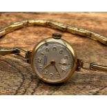 A Ladies vintage 9ct yellow gold strap watch, Griffon, 21 jewels, Incabloc. [14.99grams] [Non-