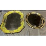 Two 19th century paper mache ornate hand painted serving trays. One impressed to the back B.