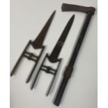 Two Antique Persian Katar Knives/ daggers together with a possible African tribal axe. [Re- listed