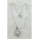 A 925 silver CZ & Opal paneled pendant and necklace.