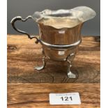 A Birmingham silver three foot milk jug. [109grams]