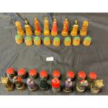 A Vintage hand painted Scotland and England chess pieces.