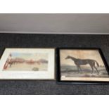 Two antique coloured prints depicting race horse and dragoon guards print.[56x63cm]