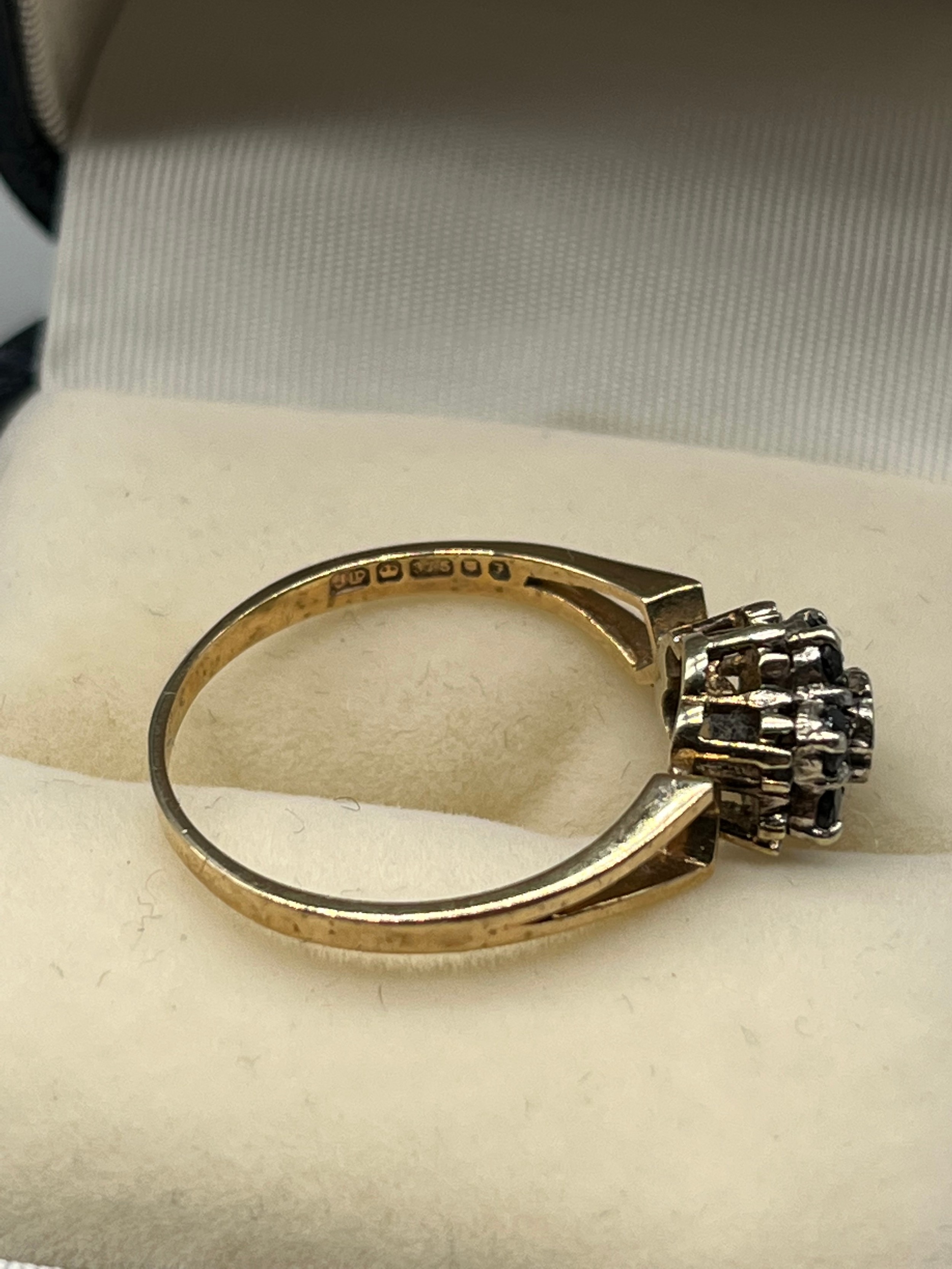 A 9ct gold sapphire and diamond ring. [Ring size Q] - Image 3 of 3