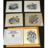 A Selection of Lithographic enlargements of wood engravings by Thomas Bewick, Four framed. [Frame