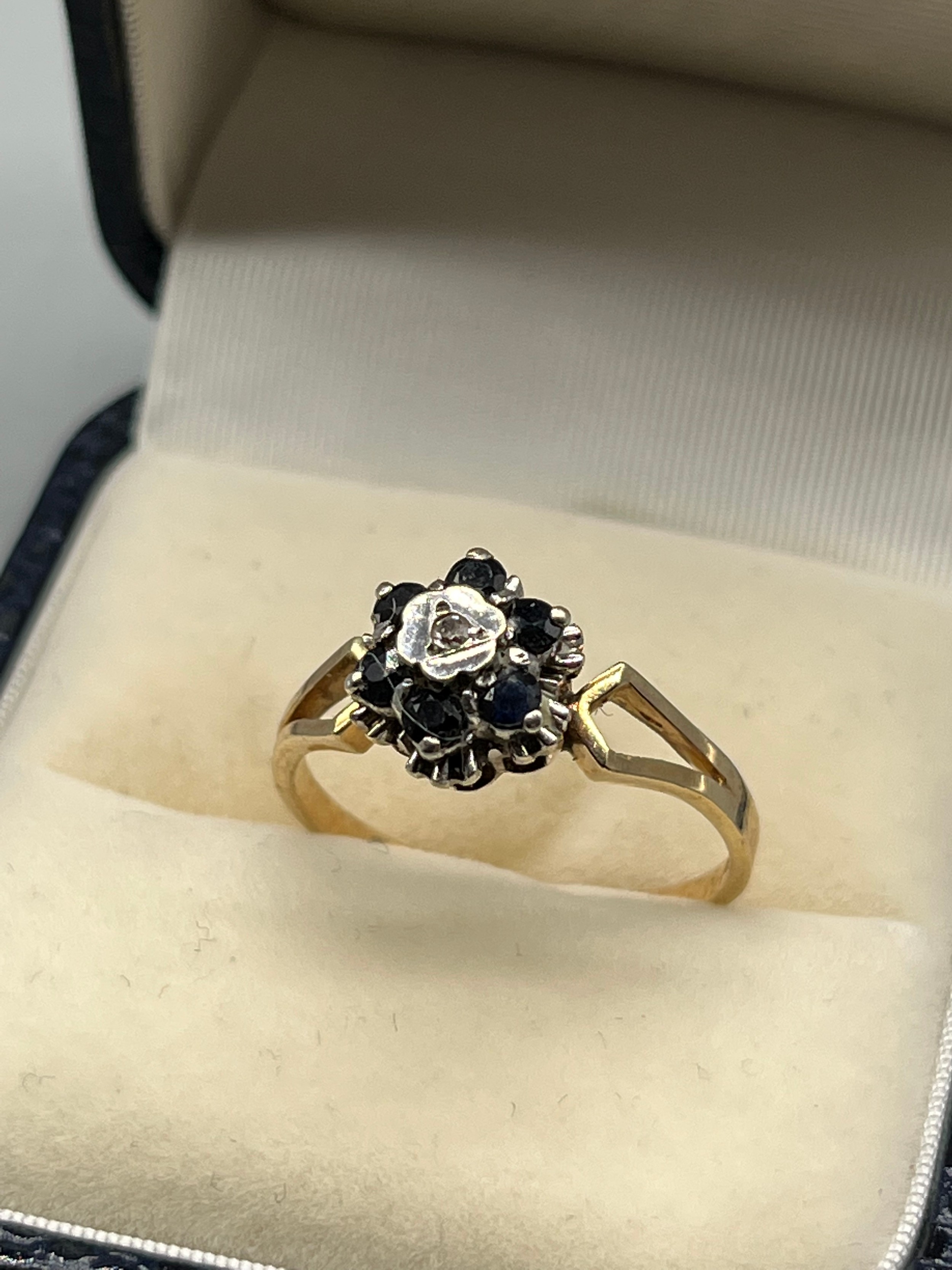 A 9ct gold sapphire and diamond ring. [Ring size Q] - Image 2 of 3