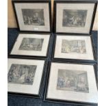 A Lot of 6 antique coloured plate engravings titled 'Marriage A La Mode' [Frame 37x42cm]