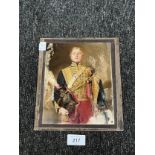 A 19th century painting depicting a military gentleman in full regalia. [18.5x15.5cm]