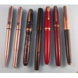 7 pens including Parker25 partnered with ball pen, Wyvern Ambassador, Parker 61, Parker Duofold,