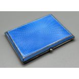 A Birmingham Silver and blue enamel cigarette/ card case. [8.5x6.5cm] [111.76grams]