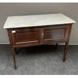 A 19th century wash stand with marble top and square tapered legs. [75x92x46cm]