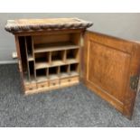 A 19th century wooden apothecary travel box, interior has small fitted drawers and pigeon holes.