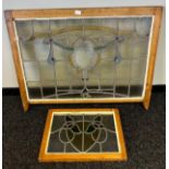 A Large Vintage/ Antique stainglass window section and one other.