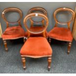 A Lot of four 19th century balloon back dining chairs