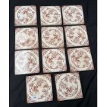 A Lot of 11 Minton's style floral design tiles.