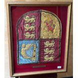 A Framed Tabard. This shoulder piece of an English Herald's Tabard was worn by Captain G.S.C.
